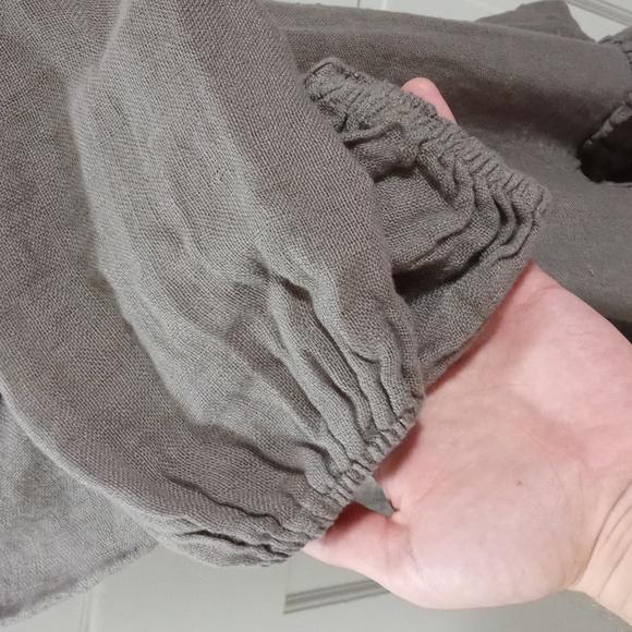 🖤Lin Nature🖤 - Gray/Taupe Linen Peasant Dress - Picture 6 of 9